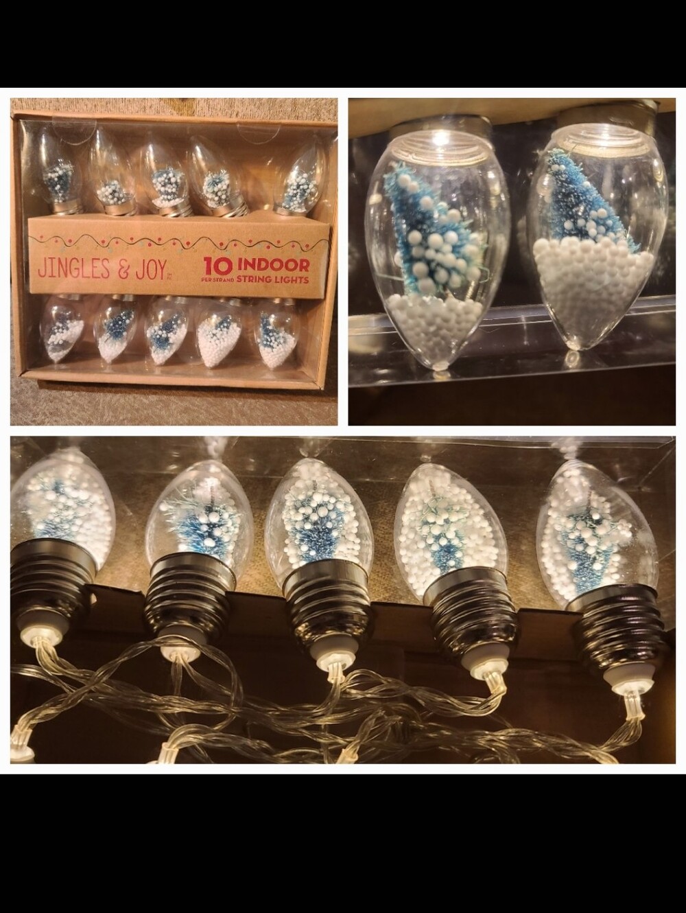 Vintage Style Christmas Tree Snow Globe 65" Battery Operated Glass String Lights